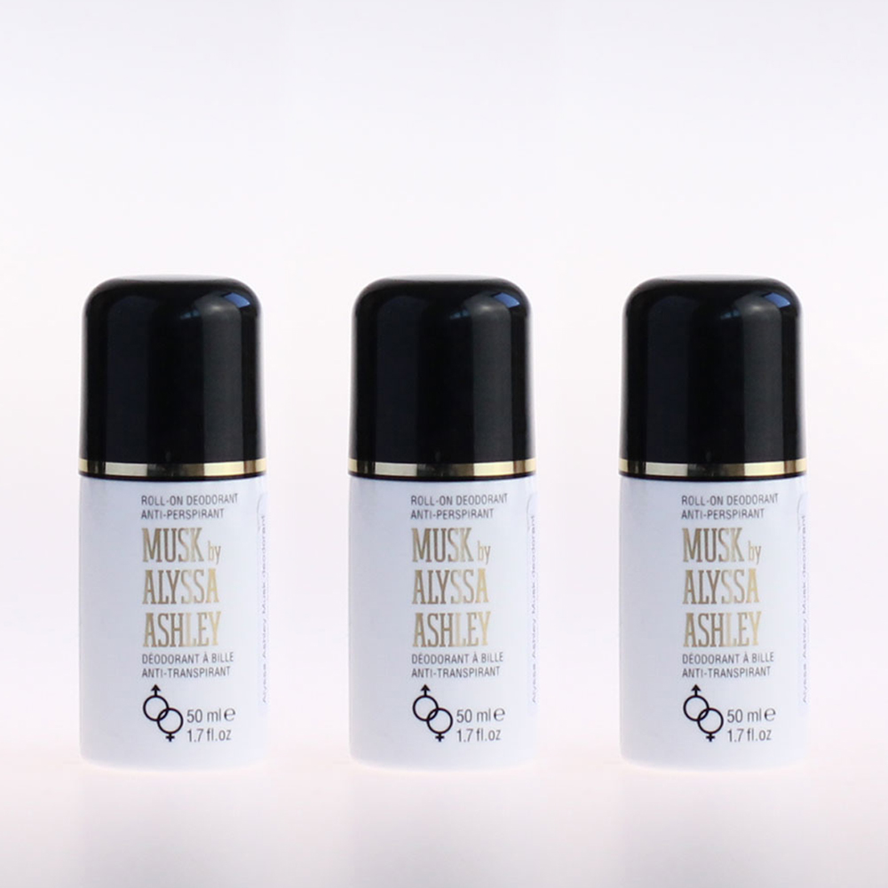 3x Alyssa Ashley Musk deodorant roll-on 50ml